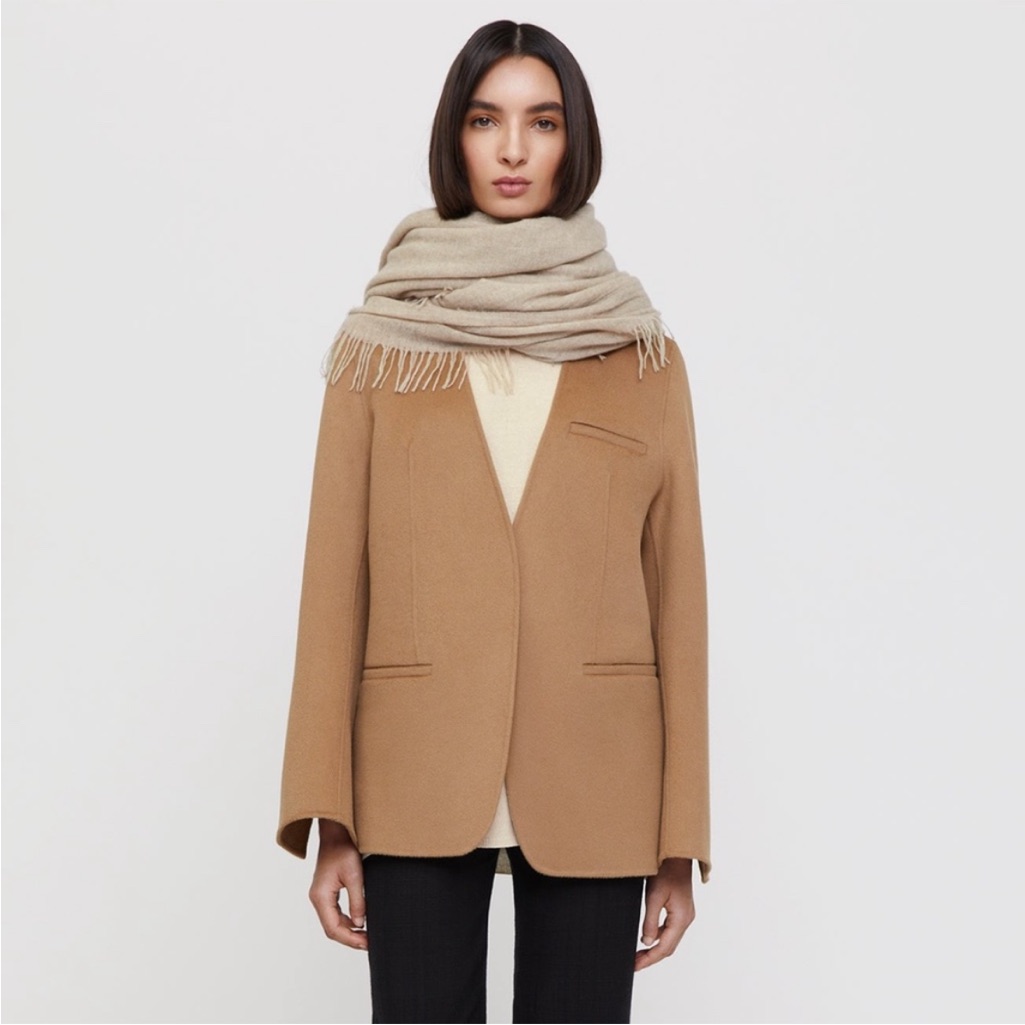Toteme Collarless Doubl Suit Blazer Jacket In Camel Size 40 175/92 New Nwt